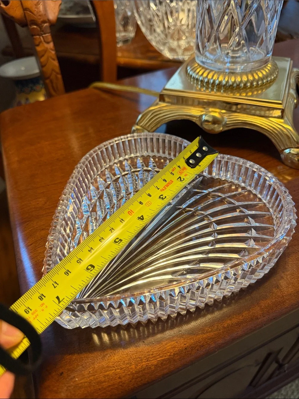 Waterford Crystal Clear Heart Vanity Trinket Tray and Paper weight stamped